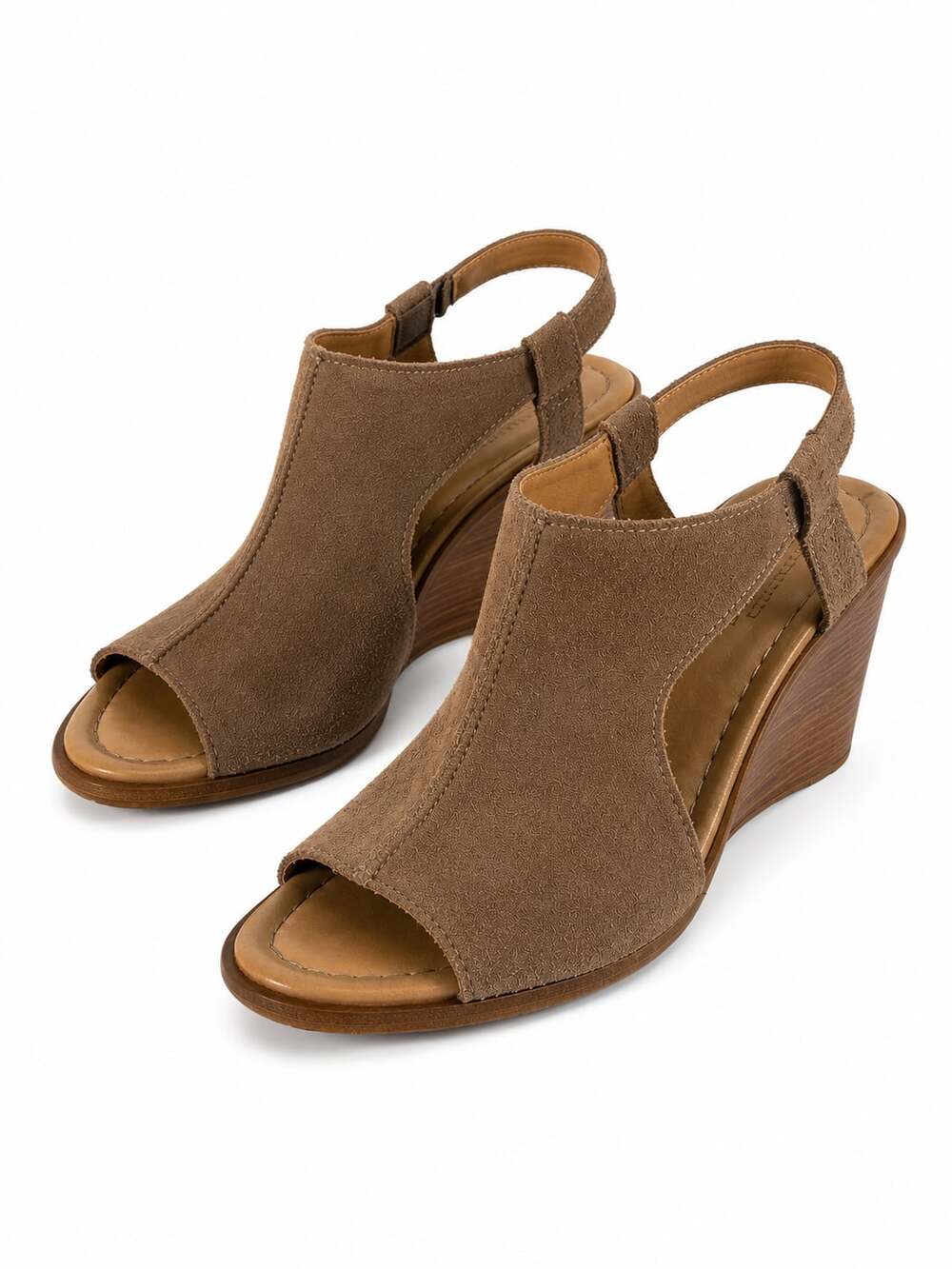 Barbara Barbieri Suede Slingback Open-Toe Wedge Sandals Size 8.5